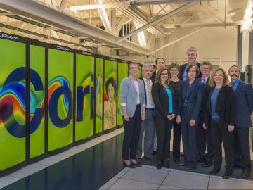 New HPC4Mfg projects pair manufacturers with resources at Oak Ridge, Lawrence Berkeley and Lawrence Livermore national laboratories. From left to right are Robin Miles, LLNL; Horst Simon, LBNL; Peter Nugent, LBNL; Trish Damkroger, LLNL; Dona Crawford, LLN New HPC4Mfg projects pair manufacturers with resources at Oak Ridge, Lawrence Berkeley and Lawrence Livermore national laboratories. From left to right are Robin Miles, LLNL; Horst Simon, LBNL; Peter Nugent, LBNL; Trish Damkroger, LLNL; Dona Crawford, LLN
