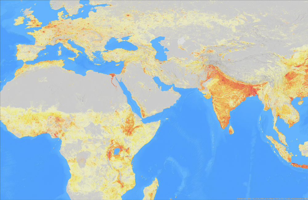 A LandScan image of population distributions. The ORNL-developed LandScan/LandCast Population Datasets and the Quantum Random Number Generator received national Excellence in Technology Transfer awards from the Federal Laboratory Consortium.