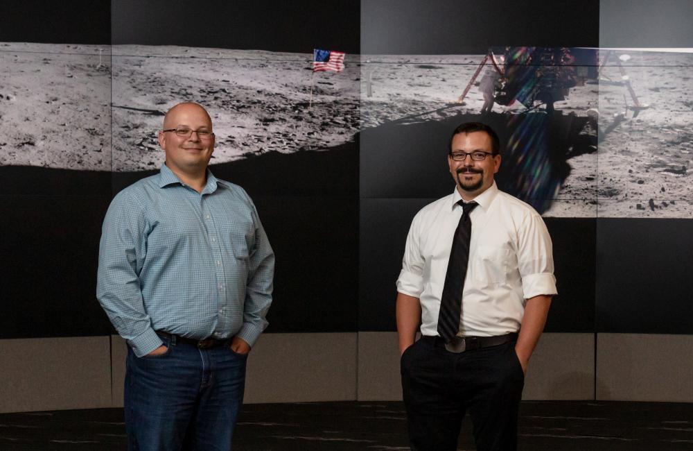 Kevin (left) and Ryan (right) Gaddis are grandsons of Glen Ellis, who worked as a draftsman at Oak Ridge National Laboratory in the 1960s and drew the plans for NASA's contingency soil sampler, or 