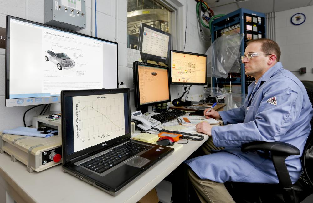 Shean Huff in the chassis dynamometer lab