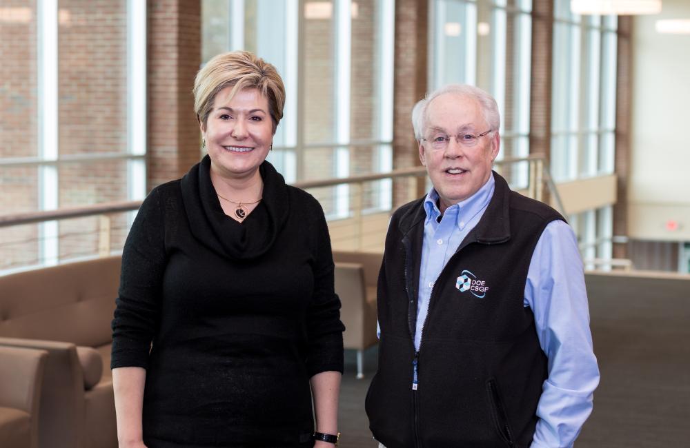 Gina Tourassi, left, has been appointed as director of the National Center for Computational Sciences at Oak Ridge National Laboratory. Tourassi replaces NCCS director Jim Hack, who will transition to a strategic leadership role in CCSD. Credit: Carlos Jones/ORNL