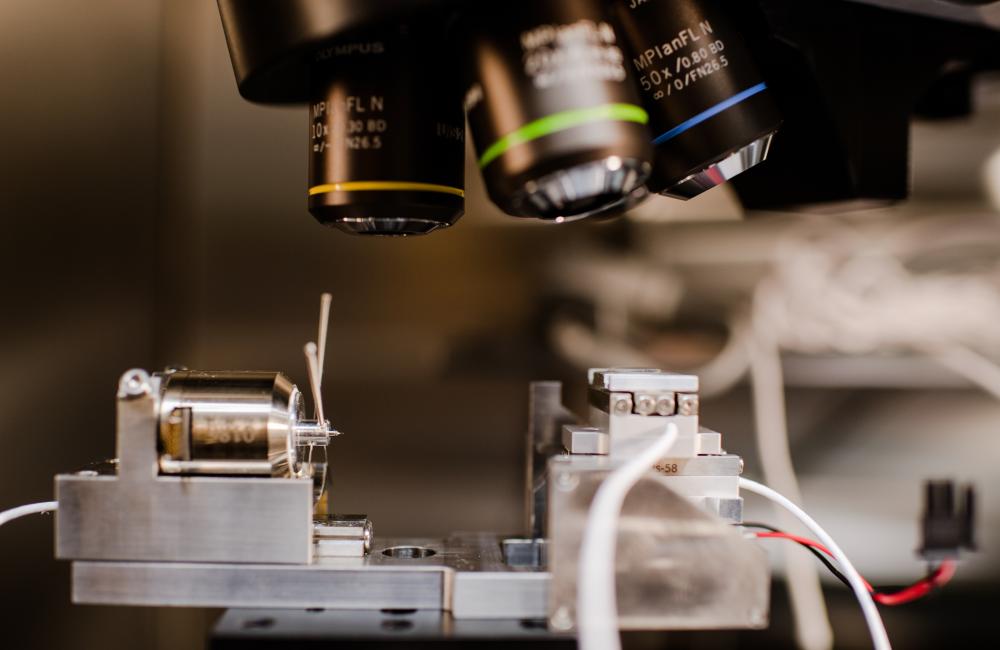 microscope lens and lithium battery prototype 