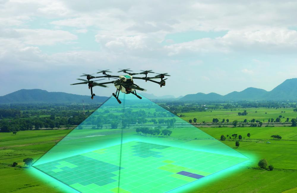 Drone scanning an area
