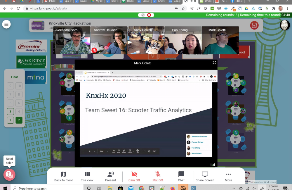 Computer desktop with hackathon images