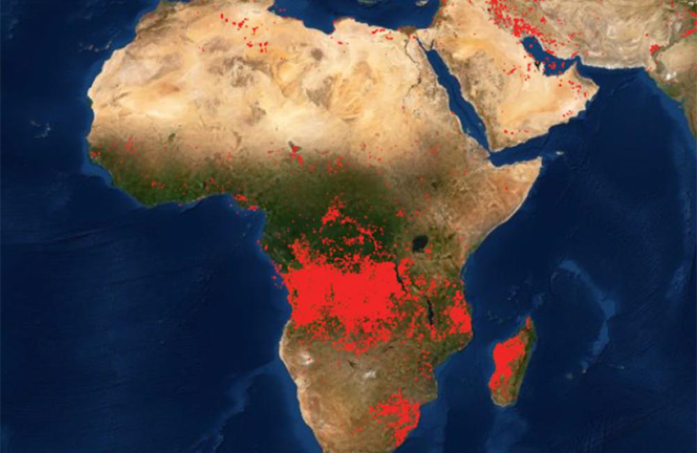 Map with focus on sub-saharan Africa