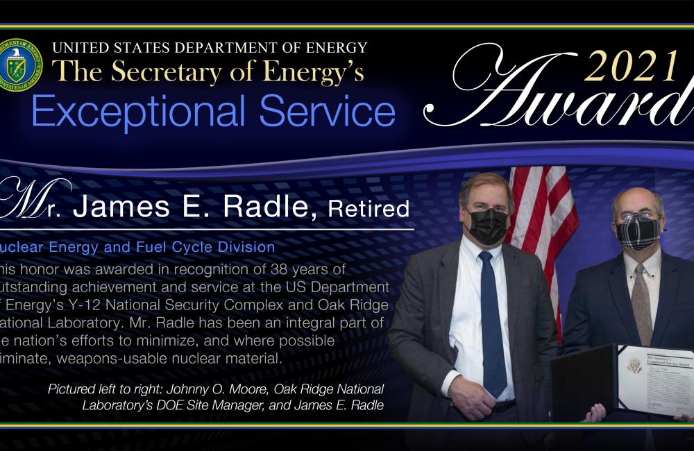 James "Jim" Radle receives Secretary of Energy award