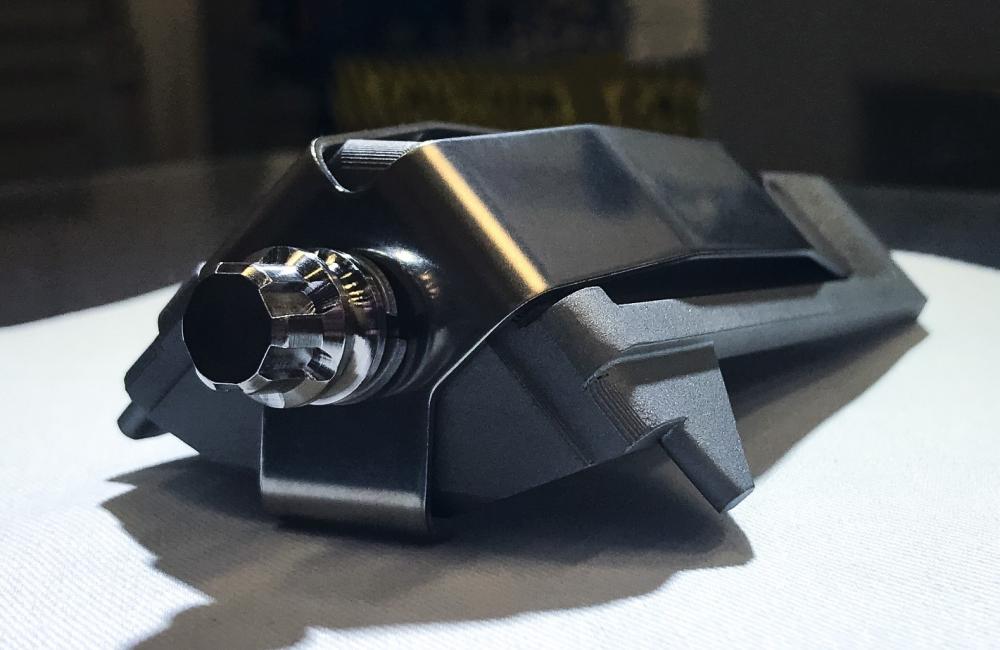ORNL used novel additive manufacturing techniques to 3D print channel fasteners for Framatome’s boiling water reactor fuel assembly. Four components, like the one shown here, were installed at the TVA Browns Ferry nuclear plant. Credit: Framatome