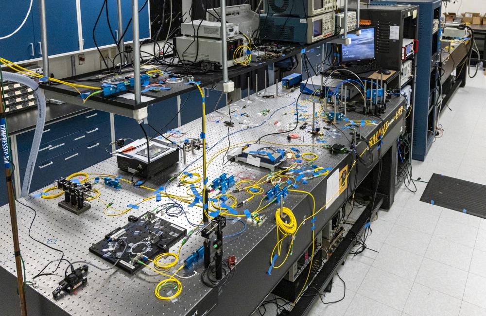 Quantum equipment in the Alice laboratory, where the photon source and the first node in the team’s network are stored. Credit: Carlos Jones/ORNL, U.S. Dept. of Energy