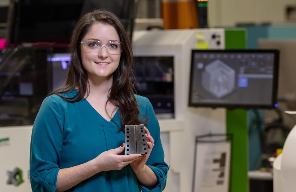 Amy Elliott, ORNL's group leader for robotics and intelligent systems, has been honored with the ASTM International Additive Manufacturing Young Professional Award for her early career research in materials science and STEM leadership. Credit: ORNL, U.S. Dept. of Energy