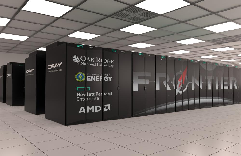 ORNL's Frontier, an HPE Cray EX supercomputer capable of 1018 calculations per second - or 10 with 18 zeroes -is on track to be the nation's first exascale supercomputer this year. Image Credit: ORNL