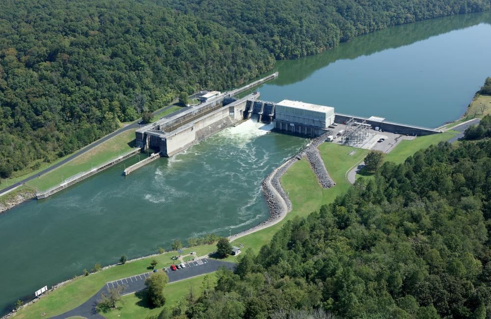 The Melton Hill Dam on the Clinch River in East Tennessee can generate up to 79 megawatts of energy for the Tennessee Valley Authority. Credit: Jason Richards/ORNL, U.S. Dept. of Energy