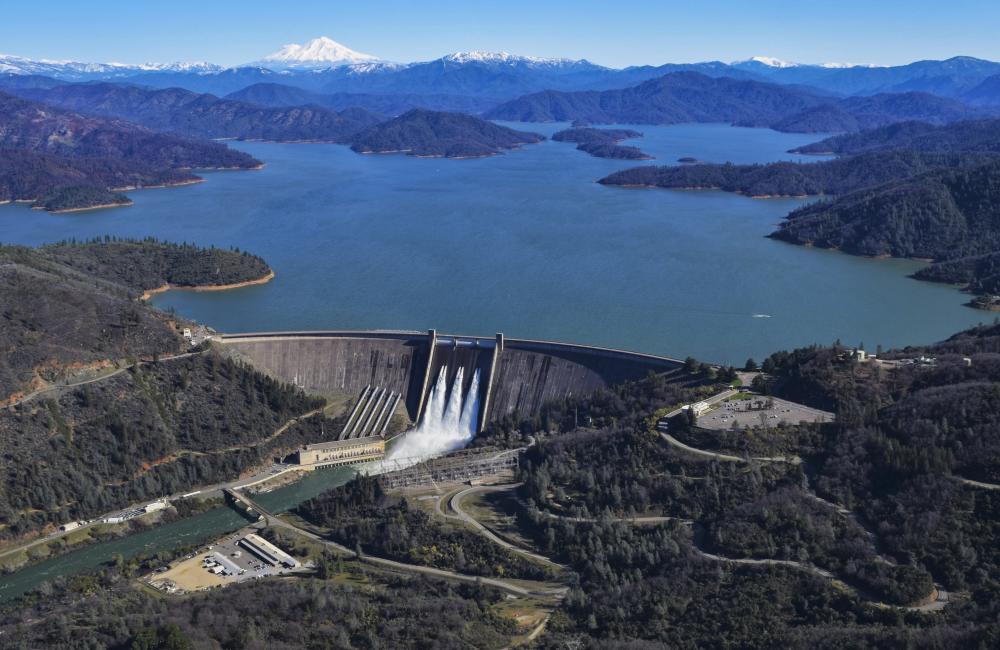 ORNL is studying how climate change may impact water availability for hydropower facilities such as the Shasta Dam and Lake in California. Credit: U.S. Bureau of Reclamation