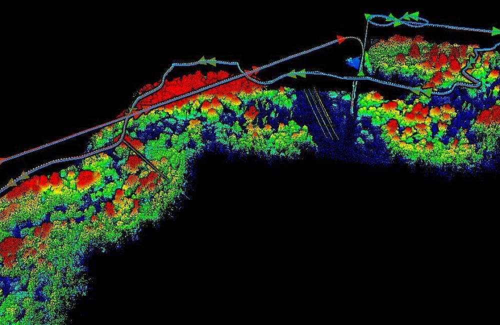 A LiDAR survey of a local stream collected from one of ORNL’s drones. Credit: Andrew Duncan/ORNL, U.S. Dept. of Energy