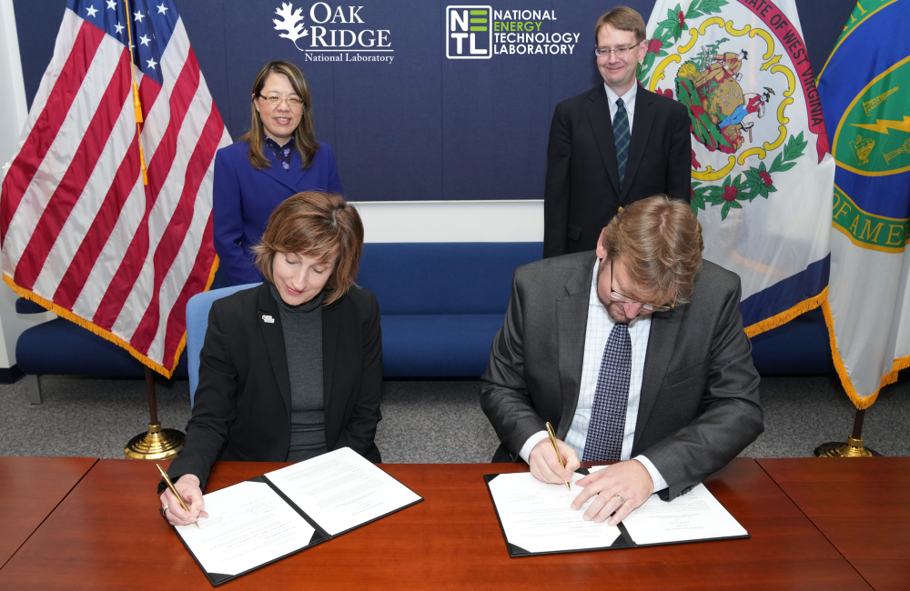  Leadership from Oak Ridge National Laboratory and the National Energy Technology Laboratory signed a memorandum of understanding to jointly explore carbon management strategies in the Appalachian region. Credit: NETL, U.S. Dept. of Energy