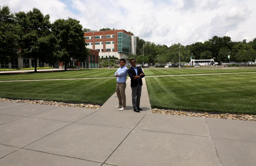 Junchuan Fan and Gautam Thakur helped develop MapSpace, a land-use modeling framework developed from natural language data, geotagging and global location data. Credit: Lena Shoemaker/ORNL, U.S. Dept. of Energy