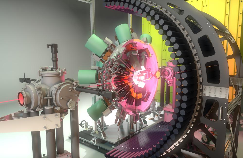 A beam of excited sodium-32 nuclei implants in the FRIB Decay Station initiator, which detects decay signatures of isotopes. Credit: Gary Hollenhead, Toby King and Adam Malin/ORNL, U.S. Dept. of Energy