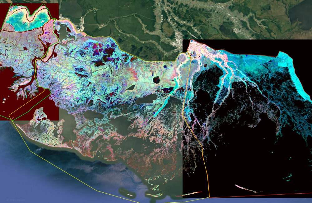 The ORNL DAAC gathers, processes, archives and distributes information on key land processes, including the shifting ecological and geomorphological features of the U.S. Atchafalaya and Terrebonne basins gathered by the NASA Delta-X mission shown here. Credit: NASA Delta-X