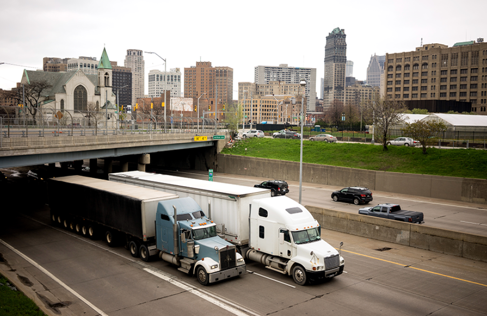 Traffic on a Detroit highway