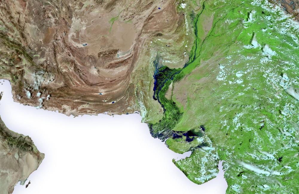 Satellite image of flooding in Pakistan