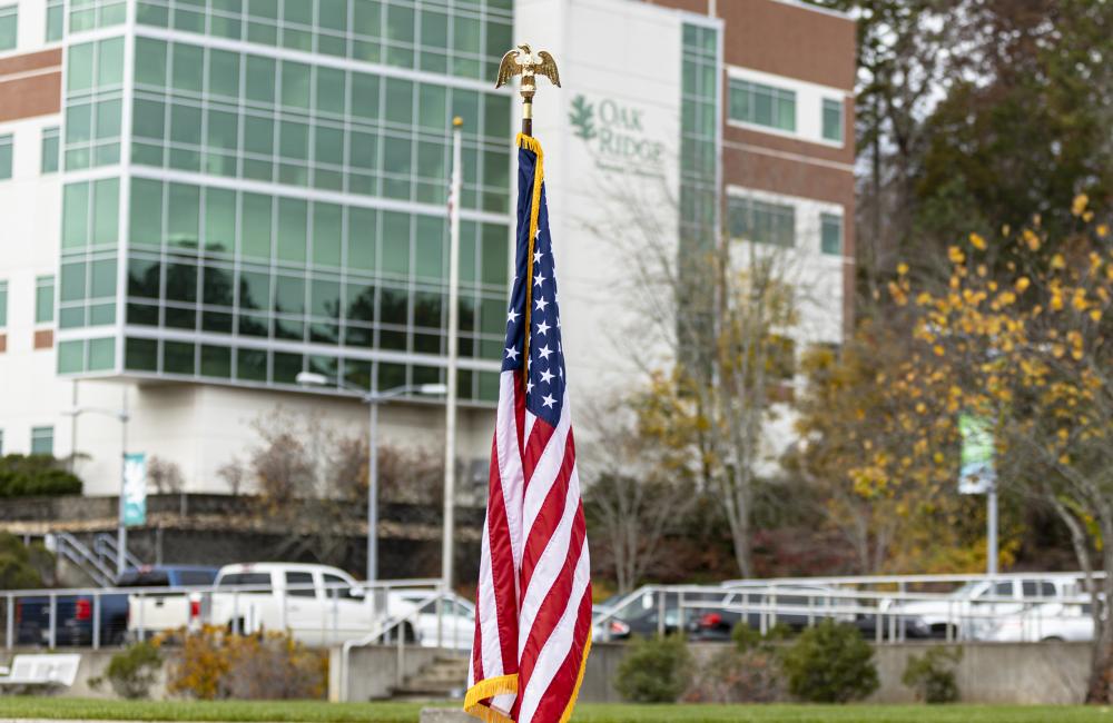 American flag on the ORNL quad.