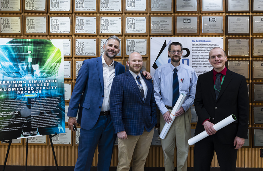 The invention team includes, from left, Michael Smith, Scott Greenwood, Douglas Peplow and Noel Nelson. Credit: Carlos Jones/ORNL, U.S. Dept. of Energy