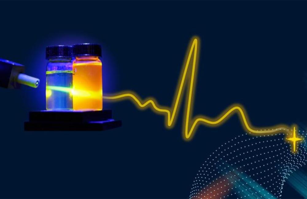 Graphic depicting spectroscopy of isotopes using a laser.