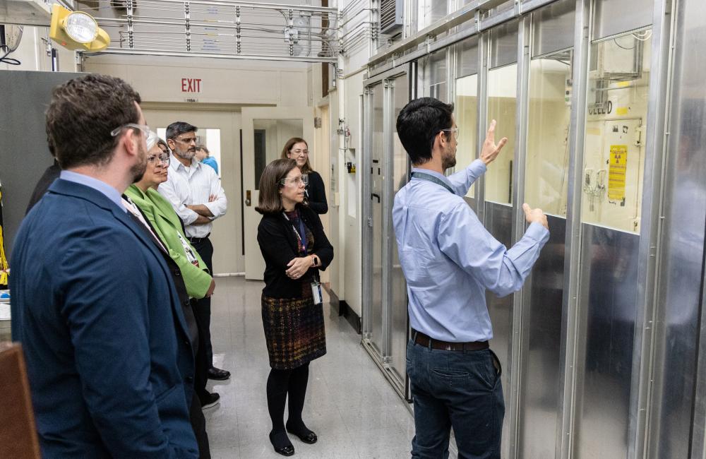 Protocol visit - Jean-Pierre Cayol from the IAEA - toured the hot cells in Building  4501, April 12, 2023.  This image has been reviewed by an ORNL Releasing Official and is approved for public release, May 10, 2023.