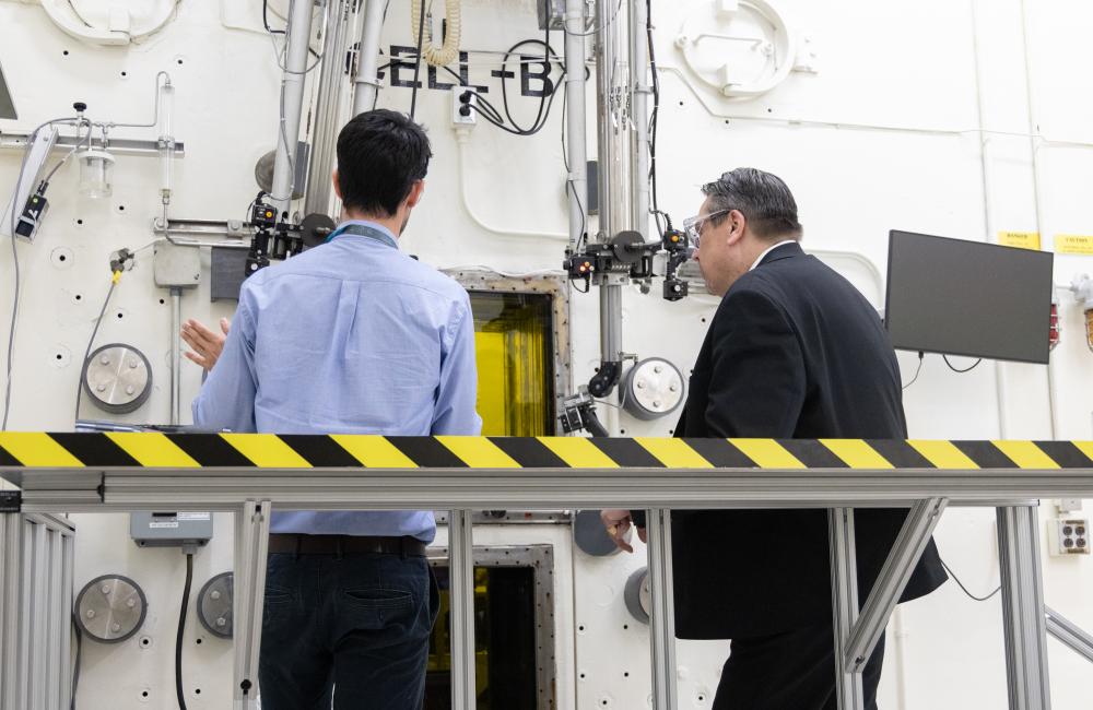 Protocol visit - Jean-Pierre Cayol from the IAEA - toured the hot cells in Building  4501, April 12, 2023.  This image has been reviewed by an ORNL Releasing Official and is approved for public release, May 10, 2023.
