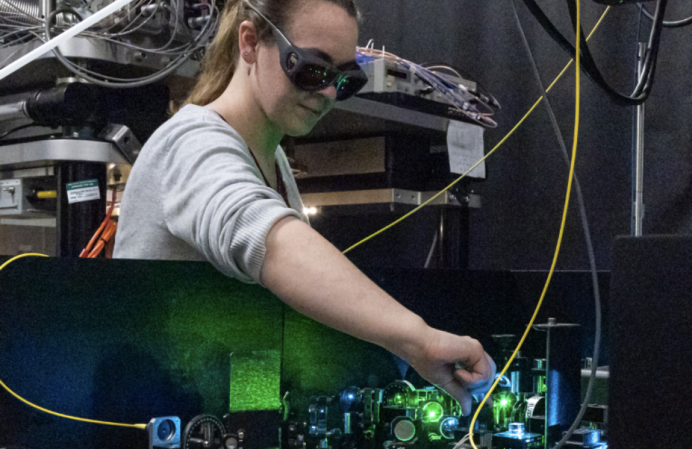 Claire Marvinney adjusting quantum tools