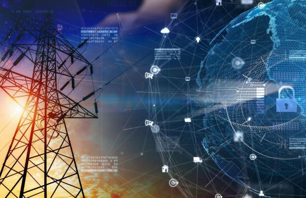 A graphic representation of AI with the power grid