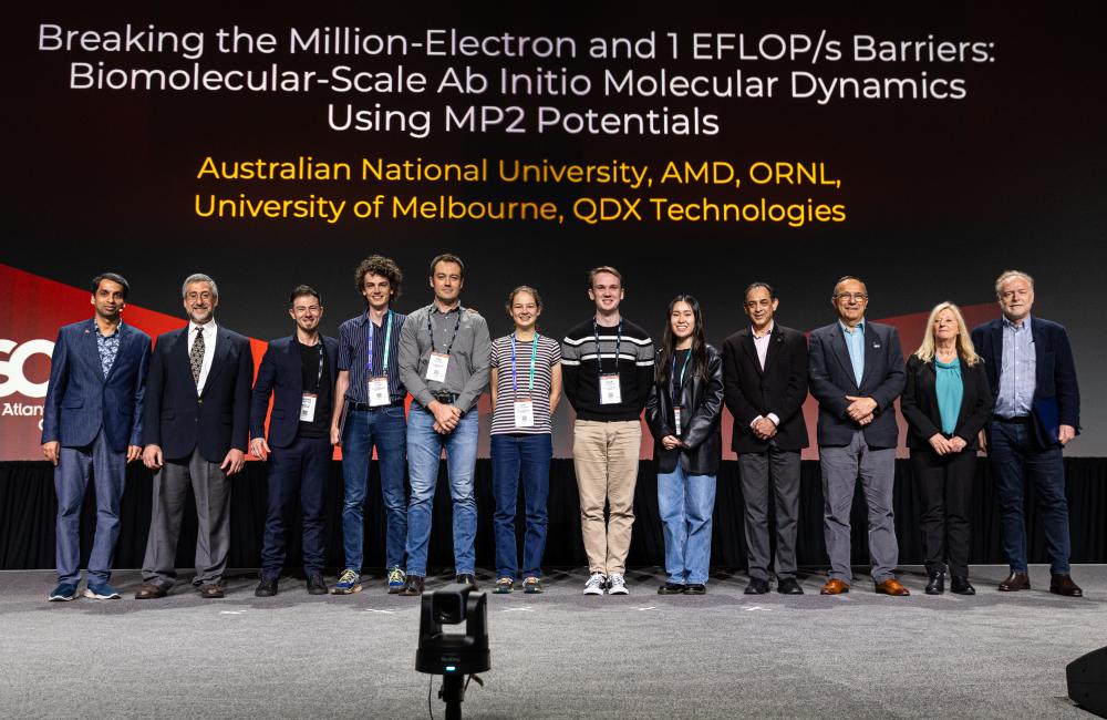 The 2024 Gordon Bell Prize goes to researchers led by the University of Melbourne for using the Frontier supercomputer to conduct a quantum molecular dynamics simulation 1,000 times greater in size and speed than any previous simulation of its kind. Credit: SC24