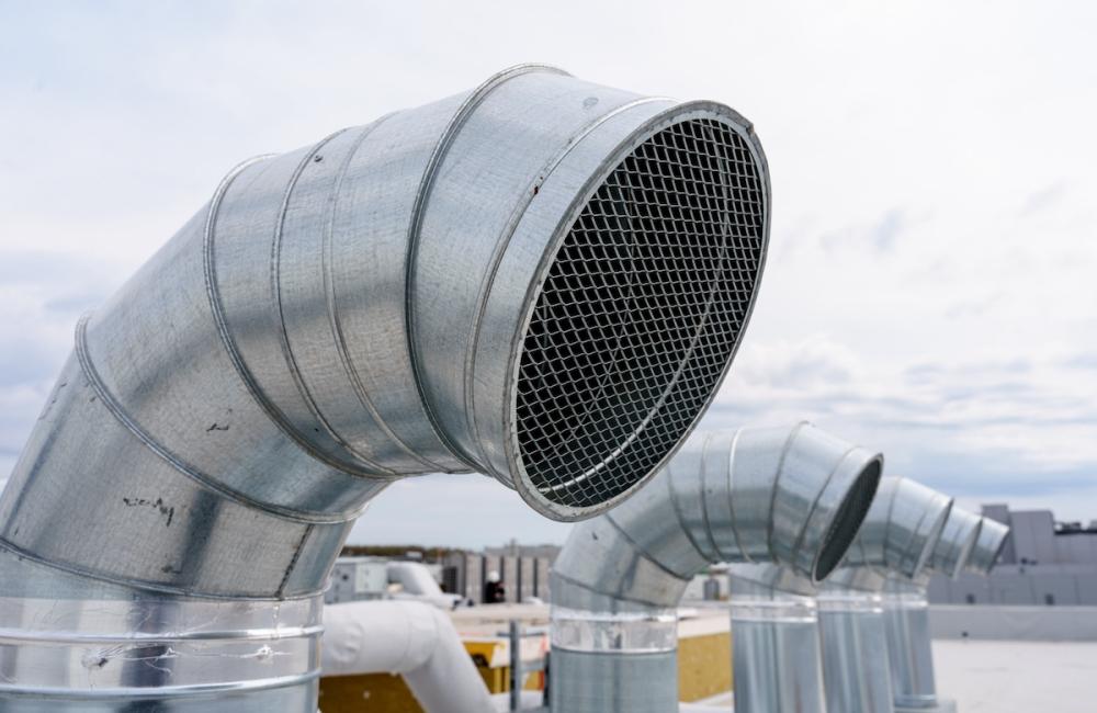 The air conditioning and ventilation system of a large industrial building. Image from Envato