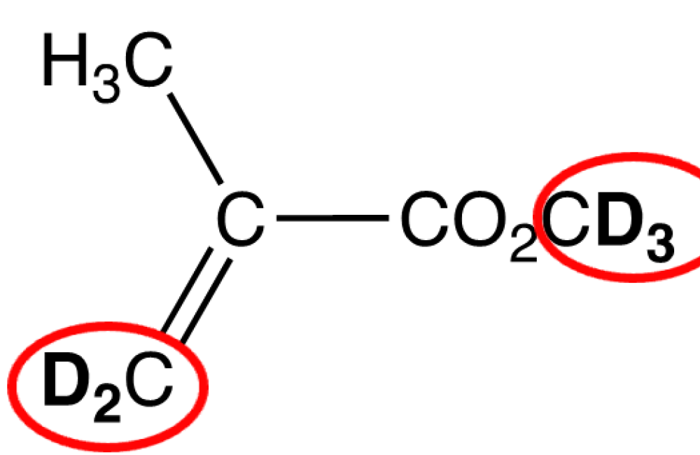 Methyl-d3 2-Methylacrylate-d2 with deuteration sites circled in red