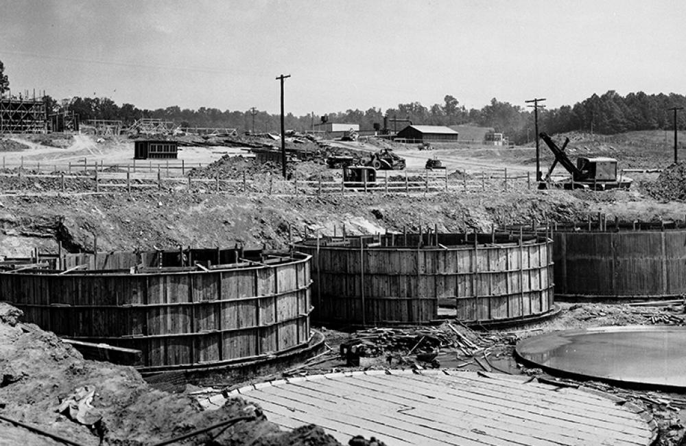 The south tank farm under construction