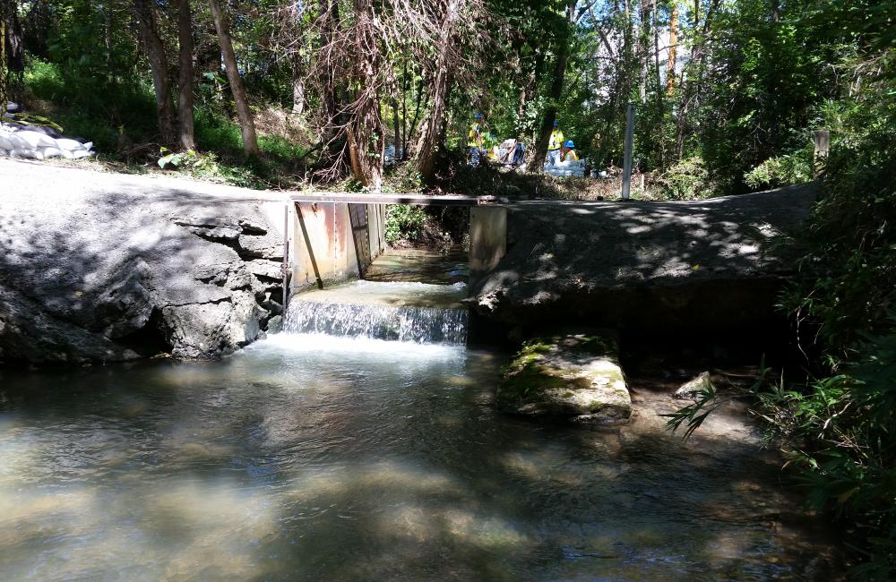 A barrier, or weir, near 5th Creek Road on the Oak Ridge Reservation used to measure discharge on White Oak Creek acted as a barrier (unintentional) to fish passage. Due to age and failure the structure was removed in the fall of 2015.