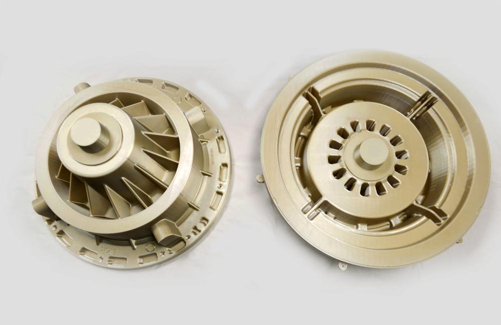 Using 3-D printing, ORNL researchers rapidly prototyped a complex gearbox pattern and created sand molds to make no-waste aluminum parts for industry partner, Emrgy Hydro.