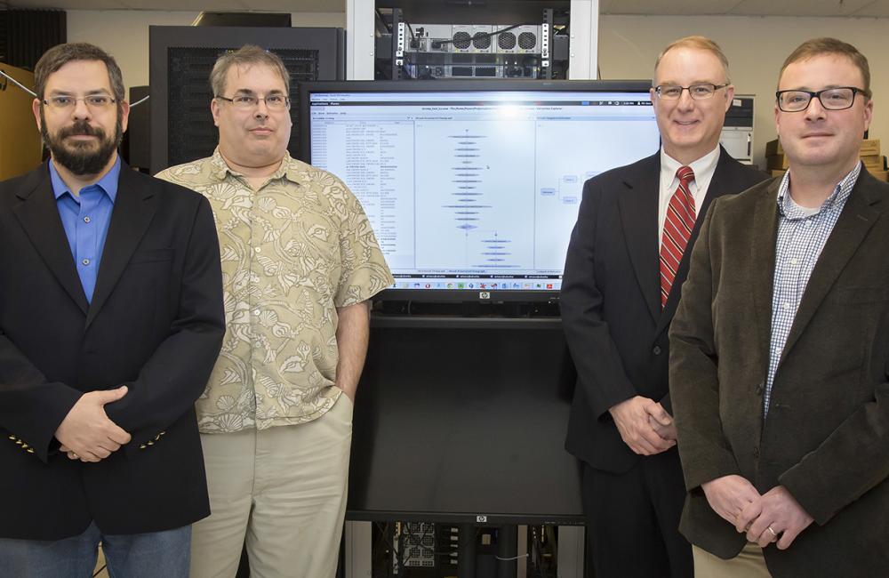 The development team for ORNL's Hyperion technology, which has won a Federal Laboratory Consortium for Technology Transfer award, included (from left) Stacy Prowell, Mark Pleszkoch, Richard Willems and Kirk Sayre.