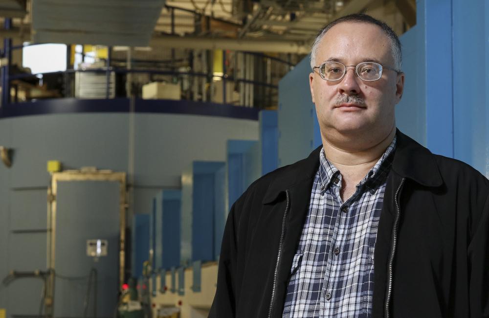 Eugene Mamontov and the BASIS beam line at the Spallation Neutron Source at ORNL. Photo credit: Jason Richards, ORNL.