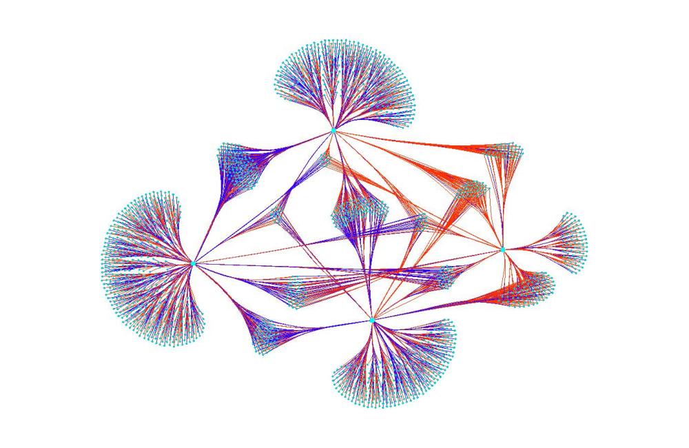 Network of a gene enrichment analysis applied to a mice neural chemistry study obtained using pdbMPI on R.