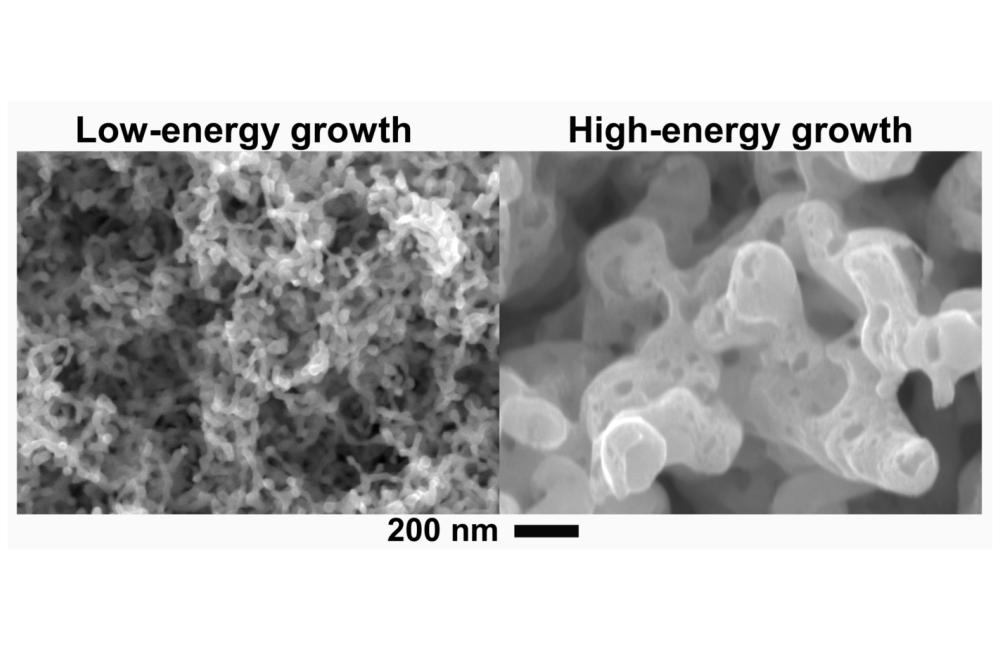 A study led by Oak Ridge National Laboratory subjected tungsten to low energies, akin to normal operations of a fusion reactor (left), and high energies emulating plasma disruptions (right).