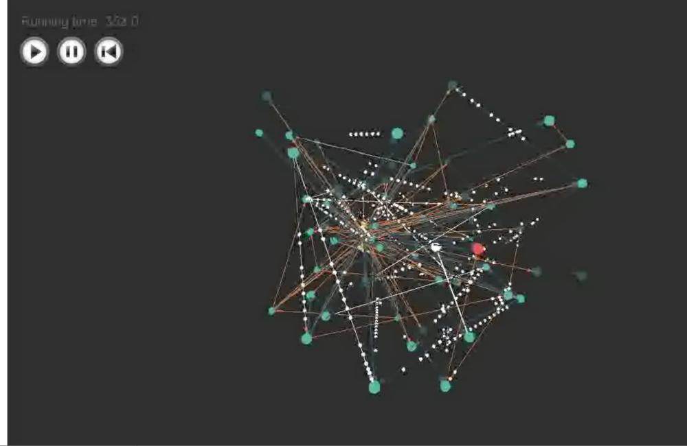 A neuromorphic, or brain-like, network reading and recognizing a handwritten number.