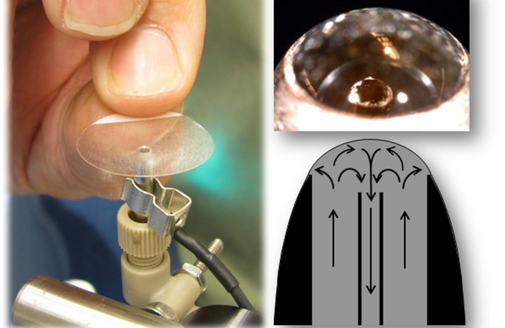 Material dissolved in the liquid at the port tip is immediately transported into the mass spectrometer, ionized, detected and characterized. 