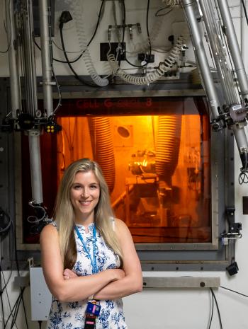 Chemist Sam Schrell specializes in actinide research and development in ORNL's Radioscience and Technology Division. Credit: Carlos Jones/ORNL, U.S. Dept. of Energy