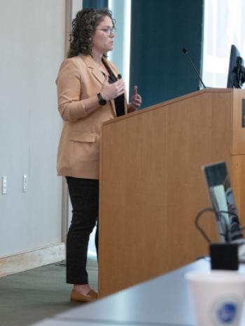 Alison Hahn, Director of Nuclear Reactor Deployment in the Department of Energy’s Office of Nuclear Energy delivers opening remarks at the Molten Salt Reactor Workshop.