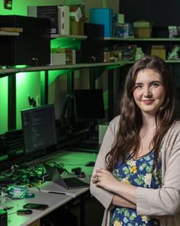 A woman in a cyber lab