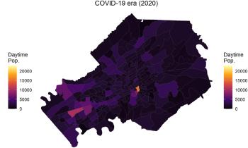 Map of Knox County color-coded to reflect population density