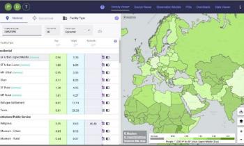 Screenshot of the Population Density Tables user interface