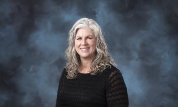 Studio portrait of Kim Hobson
