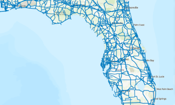 Map of Florida with highlighted hurricane evacuation routes