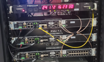A close up of computer servers